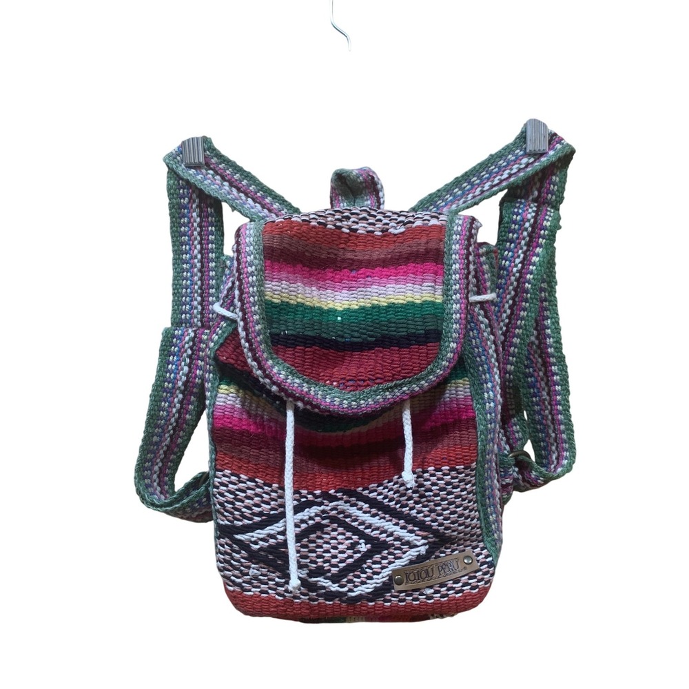TOIOU Peru‎ Backpack Woven Striped Boho Hippie Drawstring Flap Magnetic Snap